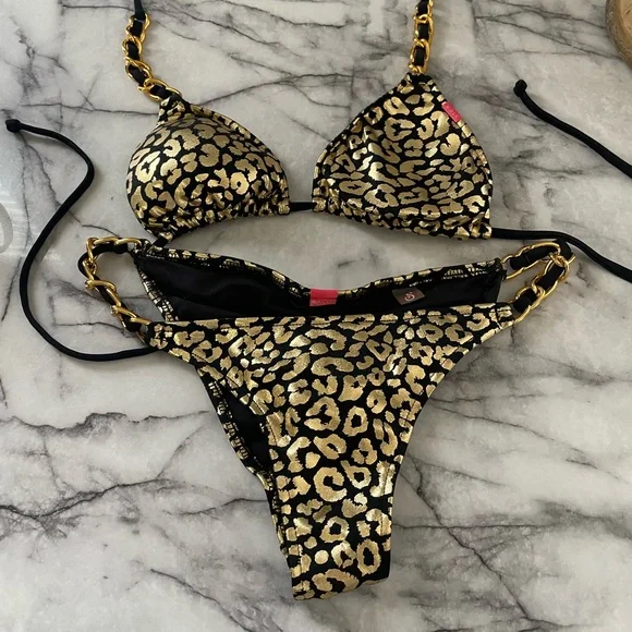 Doll black and gold leopard size small top and bottom Firm price - Picture 1 of 8